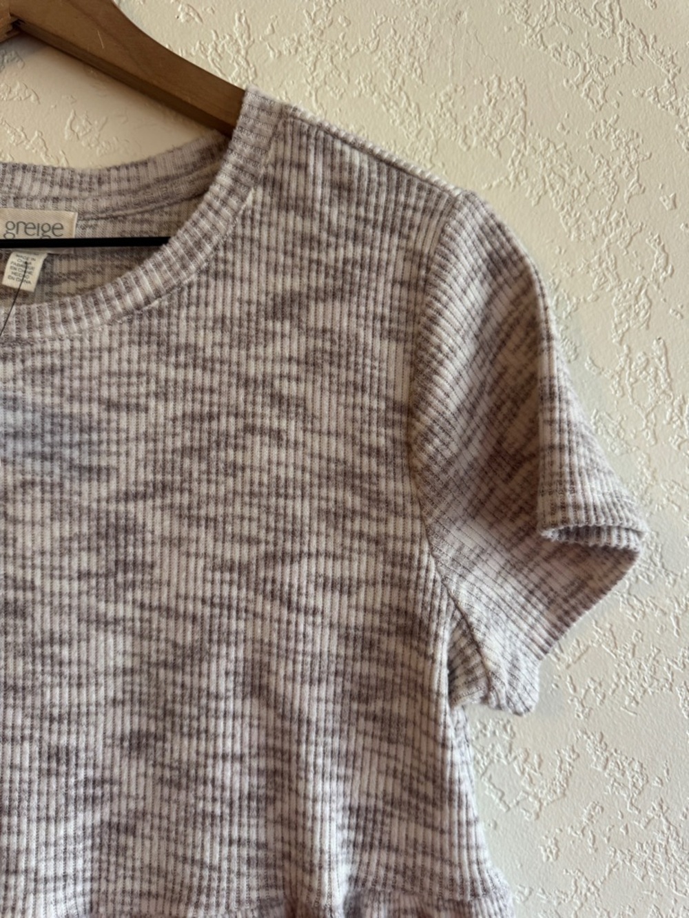 Greige | marled peplum top | M - Picture 2 of 4